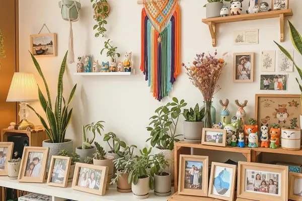 Decoração afetiva com plantas e objetos pessoais